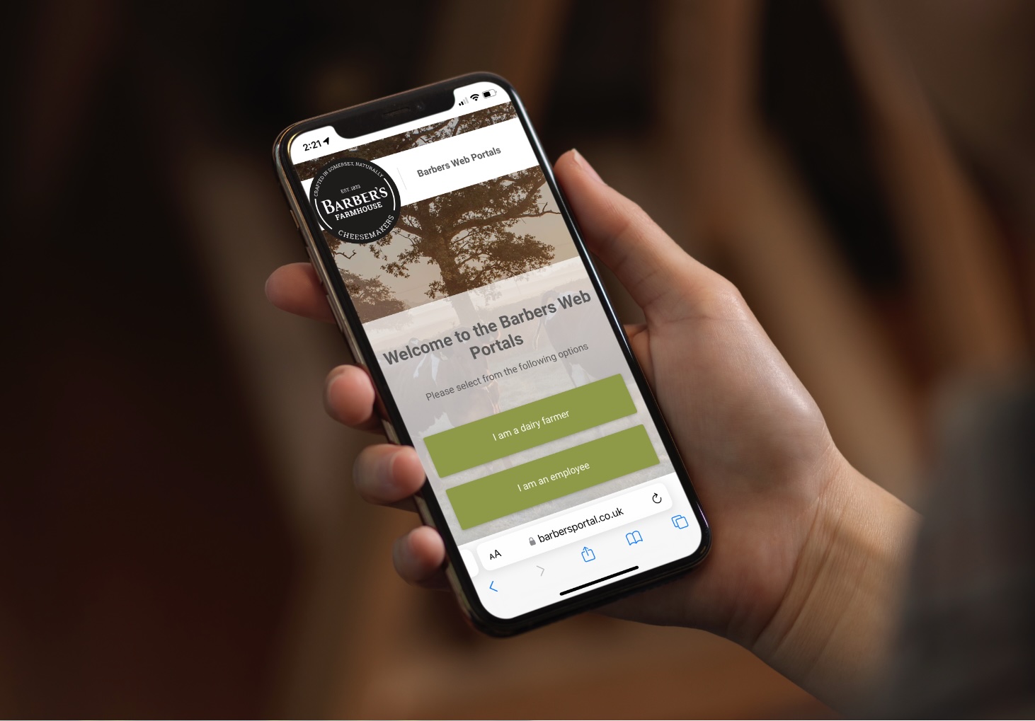 Barbers Milk Portal On Mobile
